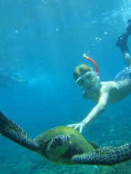 9 year-old Alexander and his new-found friend....Kona, Ha... by Christopher Scott 